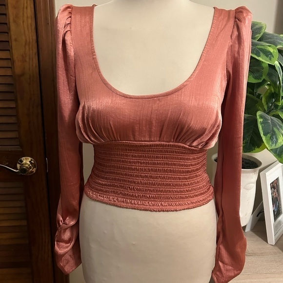 Free People Santiago Satin Cropped Blouse - Picture 2 of 5